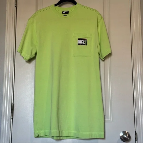 Nike Retro 90s Washed T-Shirt Dress Lime Green Oversized Size XS - Picture 2 of 5